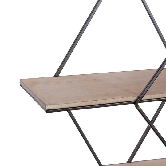 Brown Wood Contemporary Wall Shelf, 20" x 30" x 7"